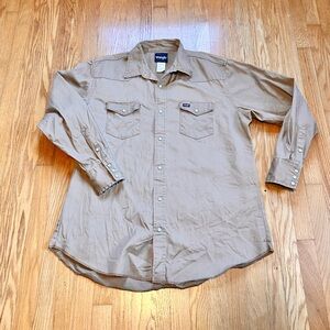 Men's Wrangler Brown Twill Western Shirt Pearl Snap Long Sleeve MS715RH Size 2XT